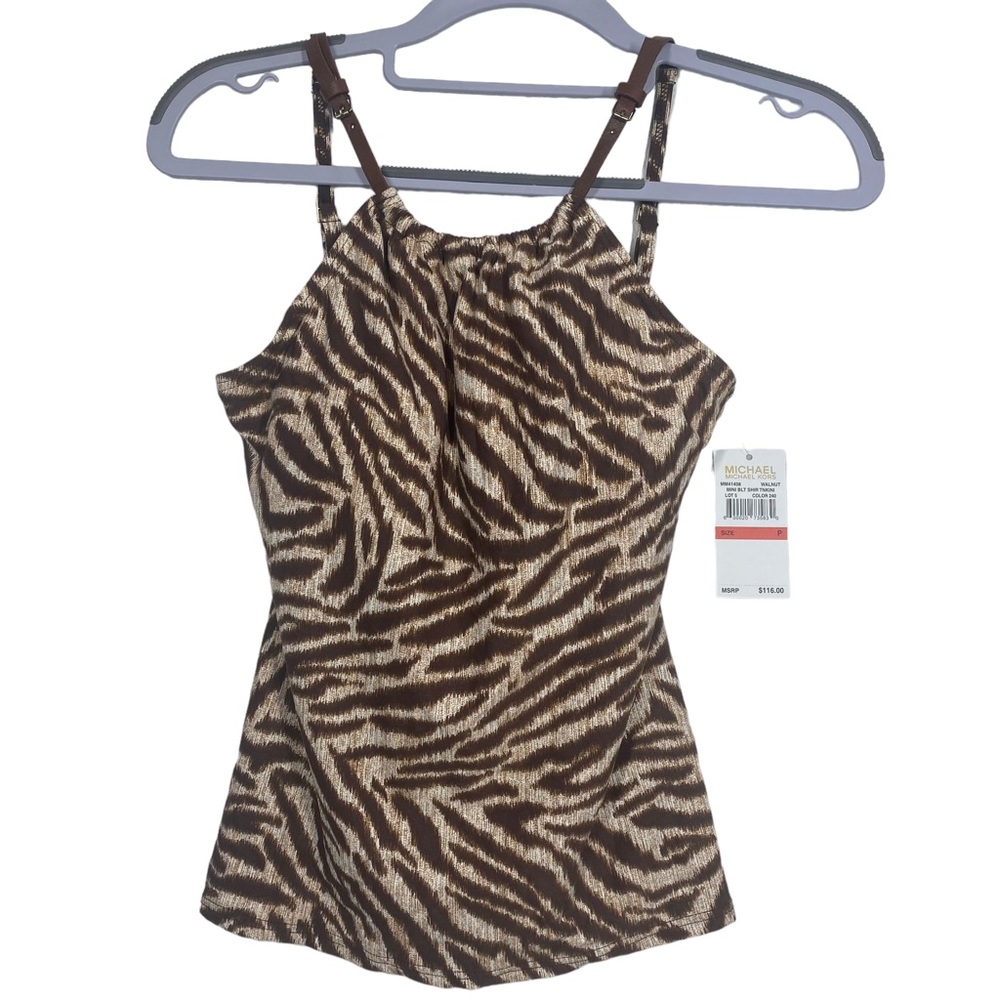 Michael Kors Animal Print Tankini Top